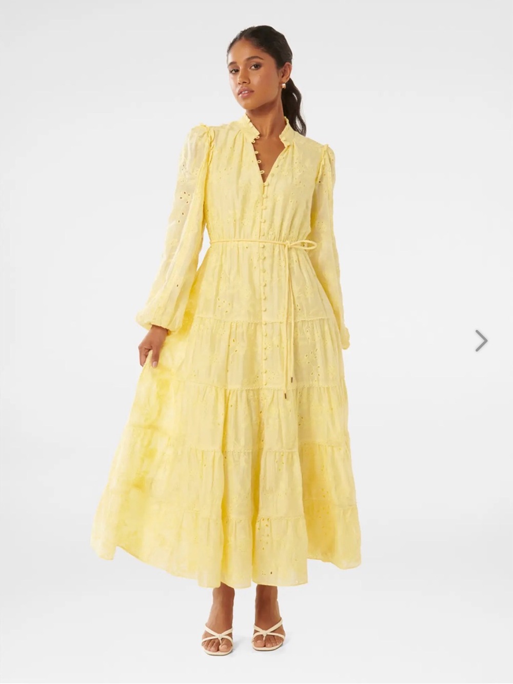 Ever New Lemon Eyelet Tiered Maxi Dress